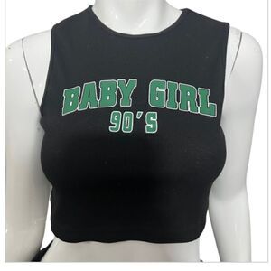Shein "Baby Girl 90's"  black baby tee -- S‎